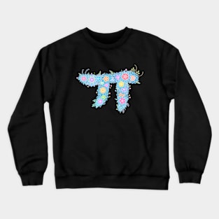 "ㅠ" Floral Letter Hangeul Crewneck Sweatshirt